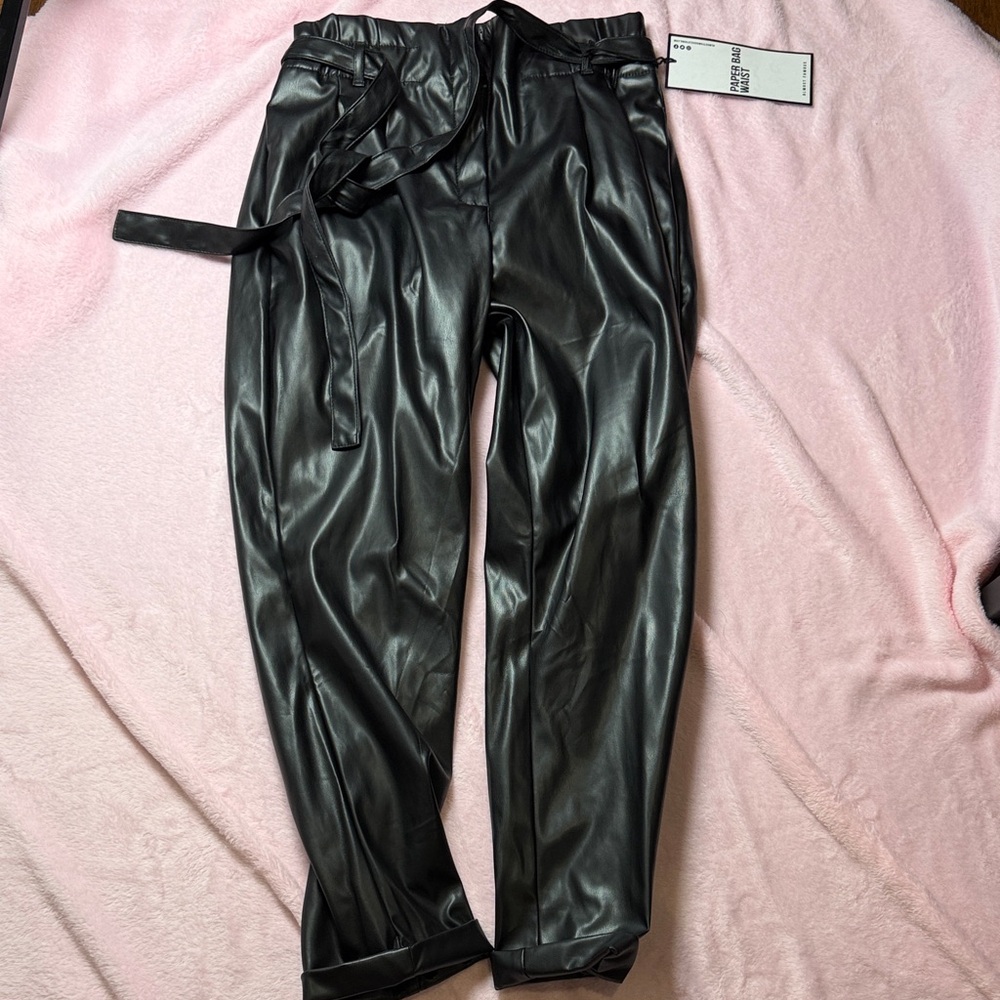 Almost Famous Black Faux Leather Cropped Pants